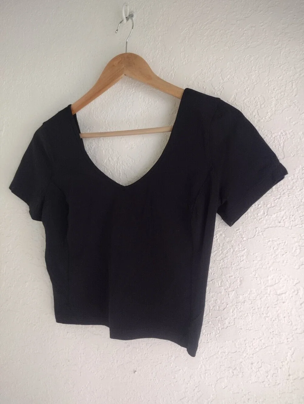 Lululemon Align™ V-Neck Short Sleeve Crop Top – Black | Buttery Soft Yoga Active